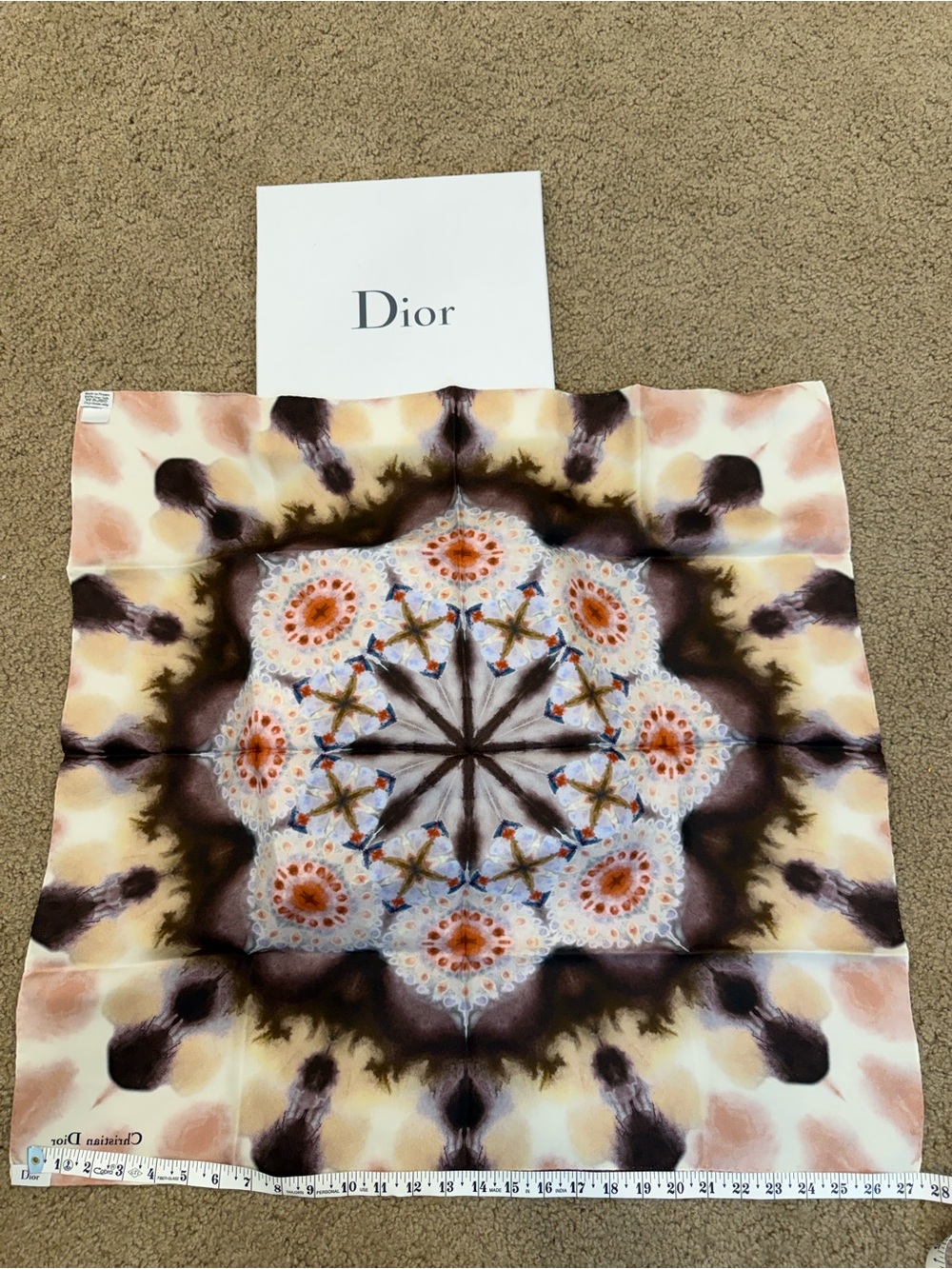 RARE Christian Dior KaleiDiorscopic 100% Silk Square Scarf 28” x 28” New 70cm